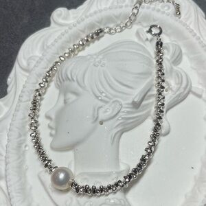 Silver Tone Freshwater Pearl Bracelet